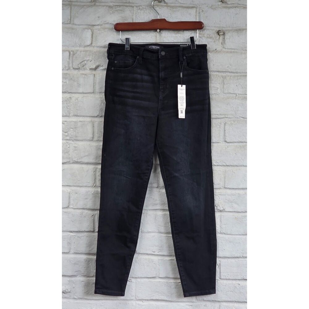 Liverpool Los Angeles Eco Abby Hi-Rise Ankle Skinny Black Jeans 10/30 NWT